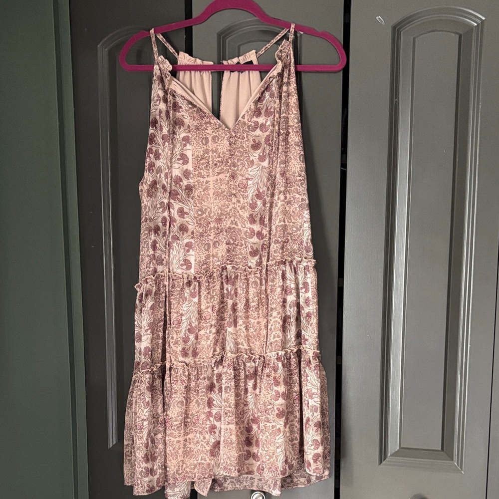 🩷DREW Floral Print Dusty Rose Tiered Dress